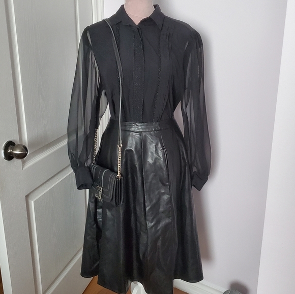 2/$20-Vintage black sheer blouse sz S